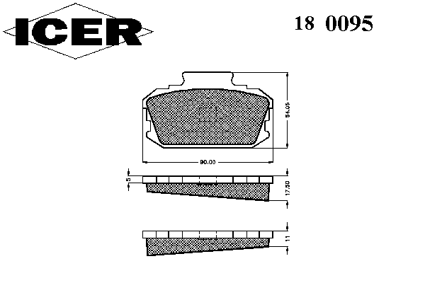 Комплект тормозных колодок, дисковый тормоз 180095
