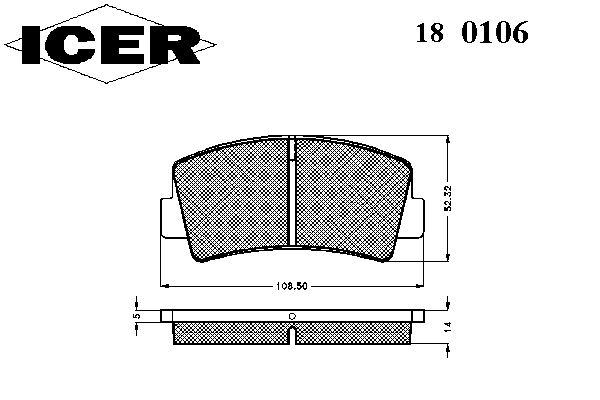 Комплект тормозных колодок, дисковый тормоз 180106