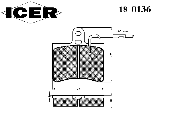 Комплект тормозных колодок, дисковый тормоз 180136