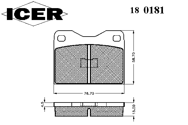 Комплект тормозных колодок, дисковый тормоз 180181