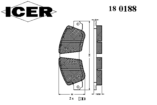Комплект тормозных колодок, дисковый тормоз 180188