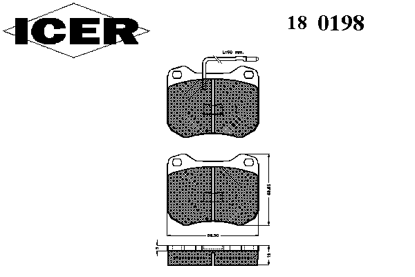 Комплект тормозных колодок, дисковый тормоз 180198