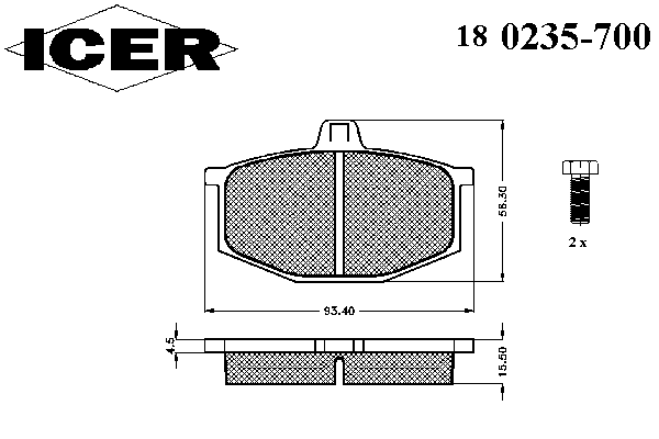 Комплект тормозных колодок, дисковый тормоз 180235-700