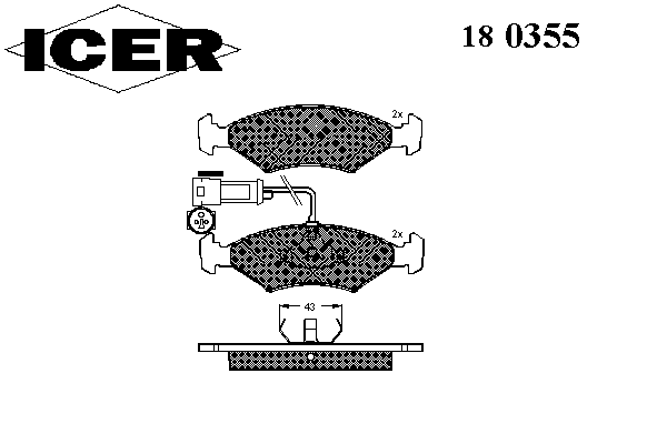 Комплект тормозных колодок, дисковый тормоз 180355