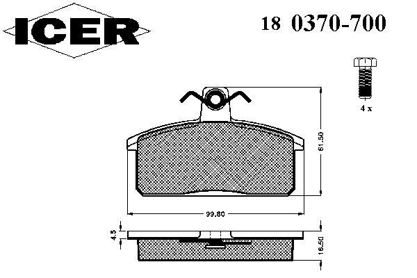 Комплект тормозных колодок, дисковый тормоз 180370-700