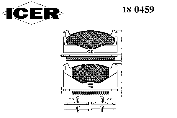 Комплект тормозных колодок, дисковый тормоз 180459