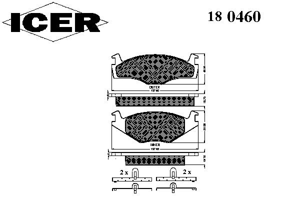 Kit de plaquettes de frein, frein à disque 180460