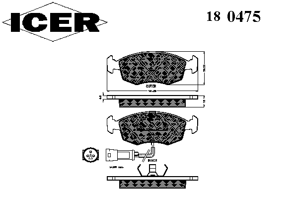 Комплект тормозных колодок, дисковый тормоз 180475