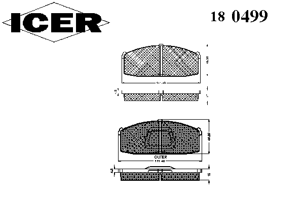 Комплект тормозных колодок, дисковый тормоз 180499