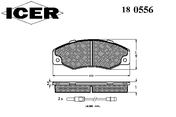Комплект тормозных колодок, дисковый тормоз 180556