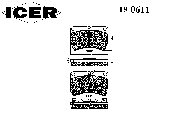 Комплект тормозных колодок, дисковый тормоз 180611