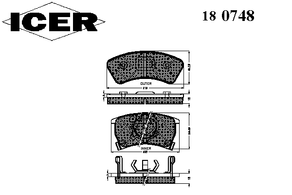 Kit de plaquettes de frein, frein à disque 180748