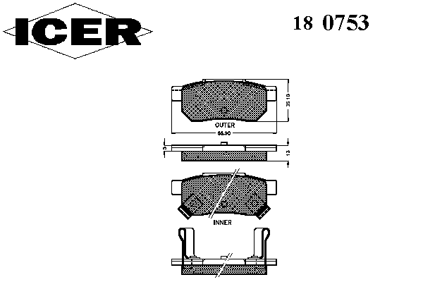 Комплект тормозных колодок, дисковый тормоз 180753