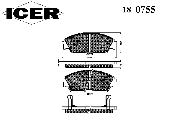 Комплект тормозных колодок, дисковый тормоз 180755