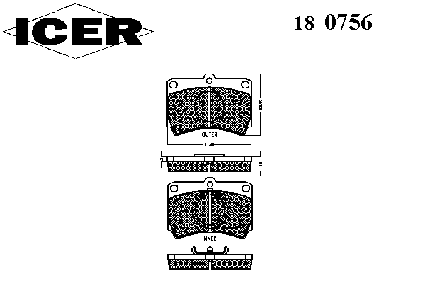 Комплект тормозных колодок, дисковый тормоз 180756