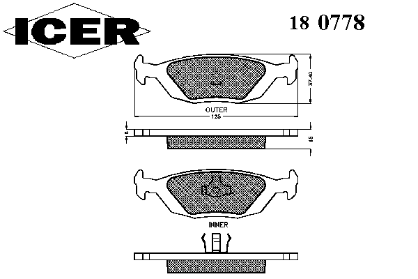 Комплект тормозных колодок, дисковый тормоз 180778