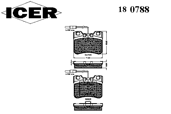 Комплект тормозных колодок, дисковый тормоз 180788