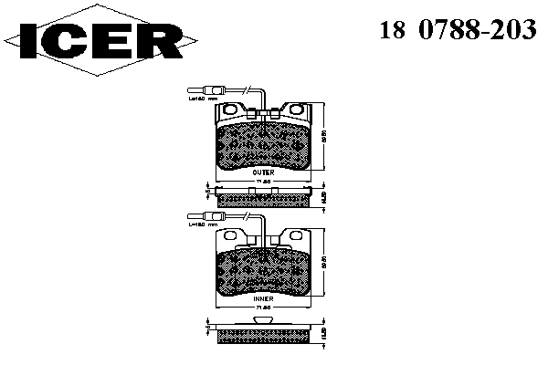 Комплект тормозных колодок, дисковый тормоз 180788-203