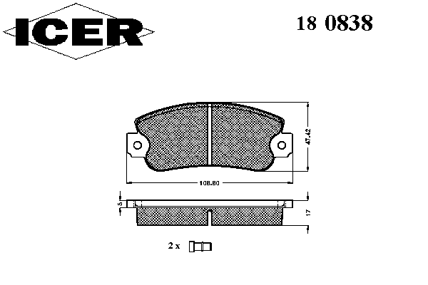 Kit de plaquettes de frein, frein à disque 180838