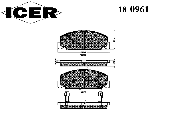 Комплект тормозных колодок, дисковый тормоз 180961
