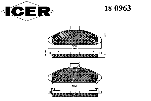 Комплект тормозных колодок, дисковый тормоз 180963