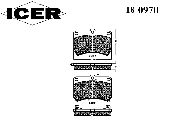 Комплект тормозных колодок, дисковый тормоз 180970