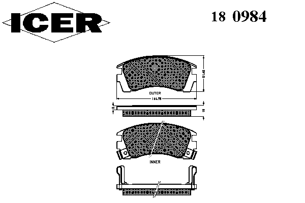 Комплект тормозных колодок, дисковый тормоз 180984