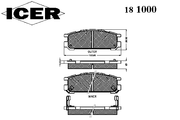 Kit de plaquettes de frein, frein à disque 181000
