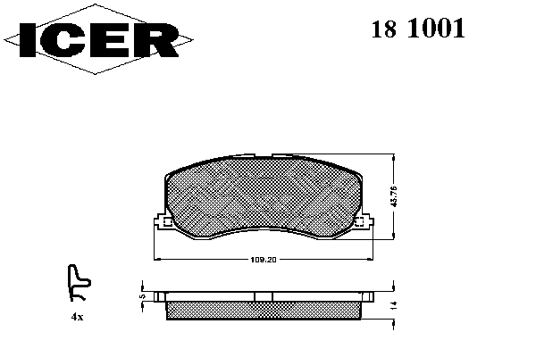 Комплект тормозных колодок, дисковый тормоз 181001