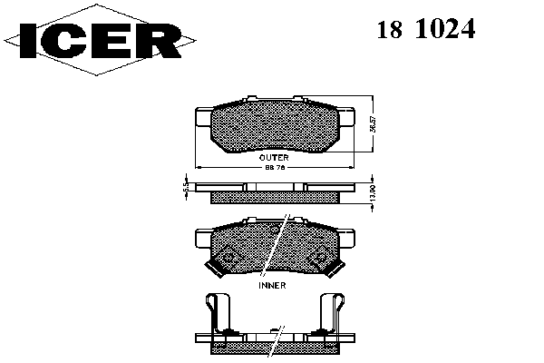 Комплект тормозных колодок, дисковый тормоз 181024