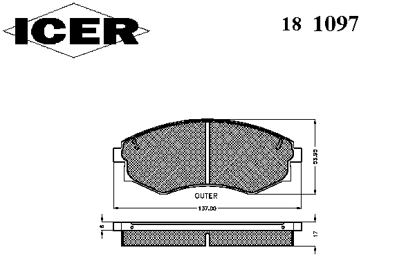 Комплект тормозных колодок, дисковый тормоз 181097