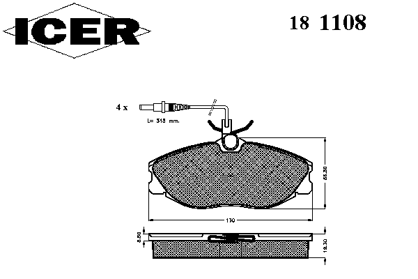 Kit de plaquettes de frein, frein à disque 181108
