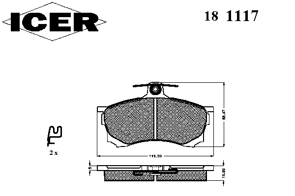 Комплект тормозных колодок, дисковый тормоз 181117