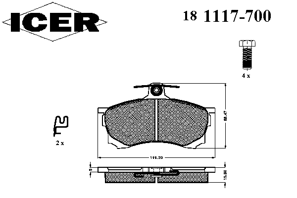Комплект тормозных колодок, дисковый тормоз 181117-700