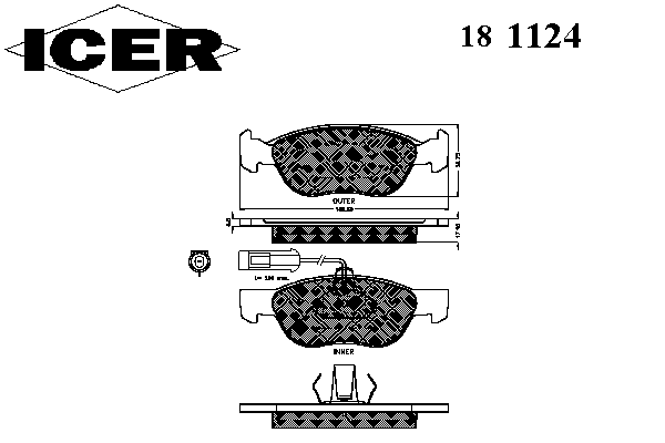 Комплект тормозных колодок, дисковый тормоз 181124