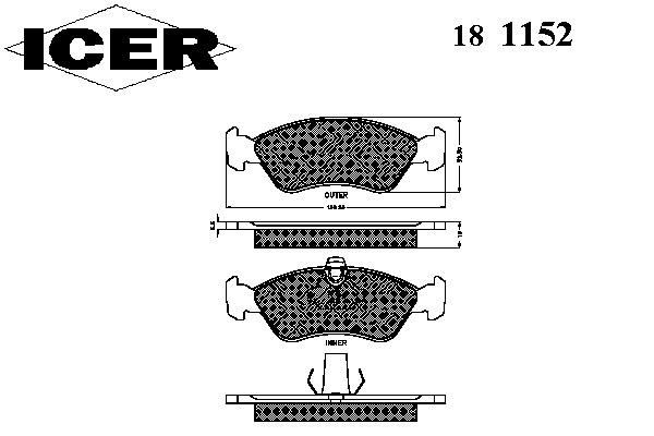 Комплект тормозных колодок, дисковый тормоз 181152