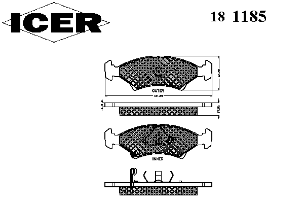 Комплект тормозных колодок, дисковый тормоз 181185