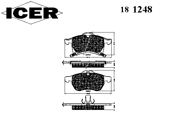 Комплект тормозных колодок, дисковый тормоз 181248