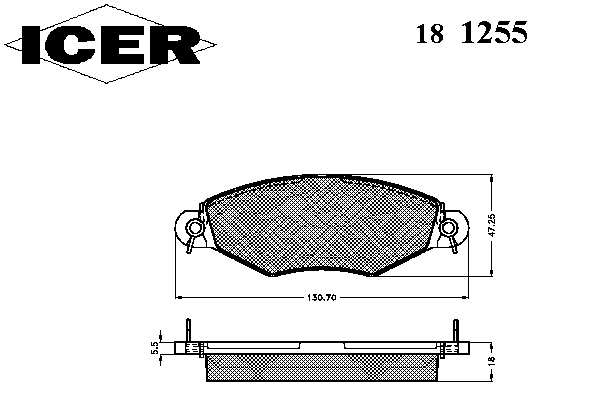 Комплект тормозных колодок, дисковый тормоз 181255