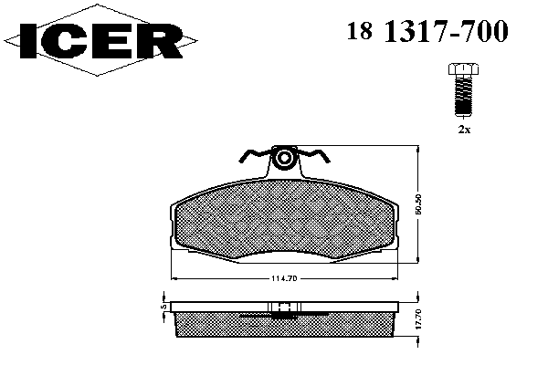 Комплект тормозных колодок, дисковый тормоз 181317-700