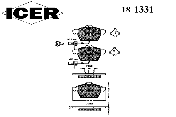 Комплект тормозных колодок, дисковый тормоз 181331