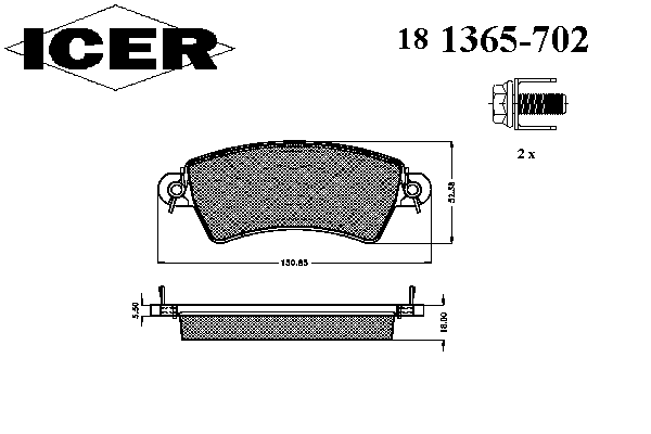 Kit de plaquettes de frein, frein à disque 181365-702