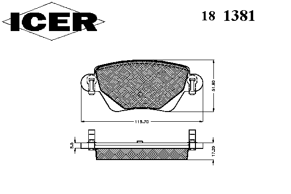 Комплект тормозных колодок, дисковый тормоз 181381