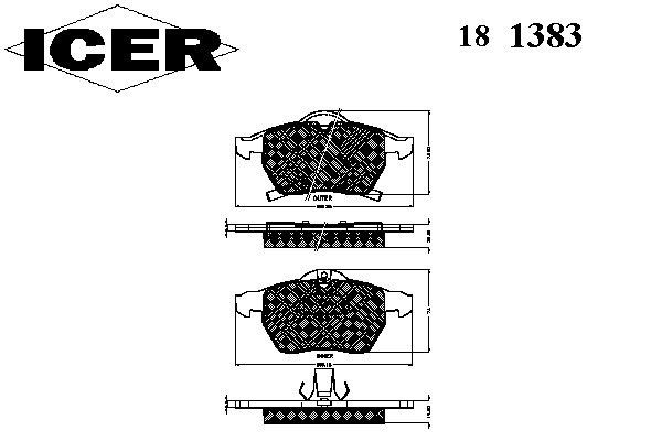 Комплект тормозных колодок, дисковый тормоз 181383