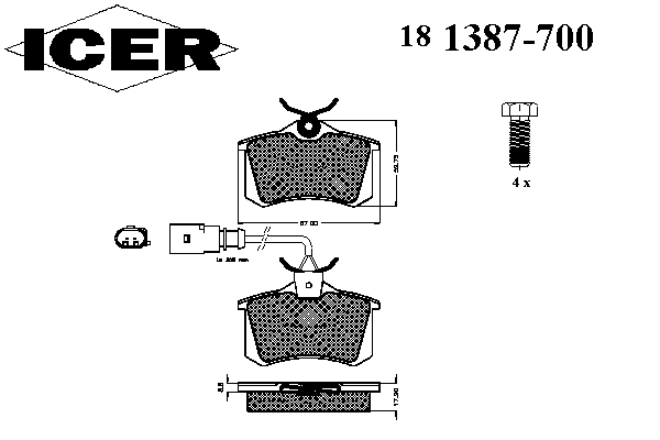 Комплект тормозных колодок, дисковый тормоз 181387-700