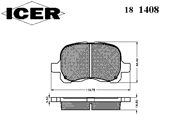 Комплект тормозных колодок, дисковый тормоз 181408