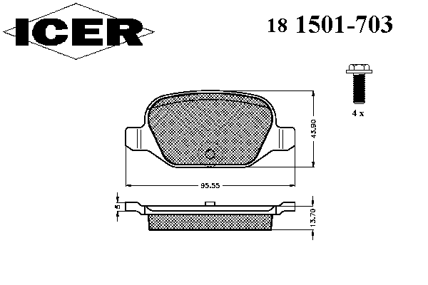 Комплект тормозных колодок, дисковый тормоз 181501-703