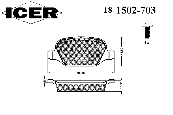 Комплект тормозных колодок, дисковый тормоз 181502-703