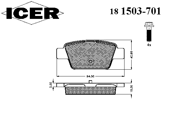 Комплект тормозных колодок, дисковый тормоз 181503-701