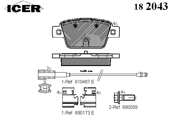 Комплект тормозных колодок, дисковый тормоз 182043